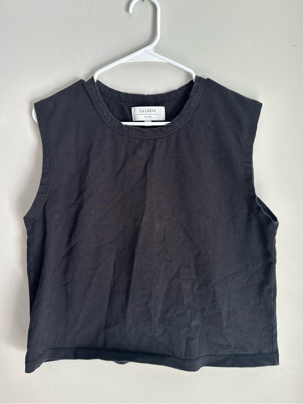 La ligne sleeveless cotton muscle tank black size small